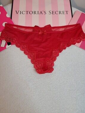 Y2K Victoria's Secret Silky Satin Lace Cut-out Bow Back Thong Panty Size M